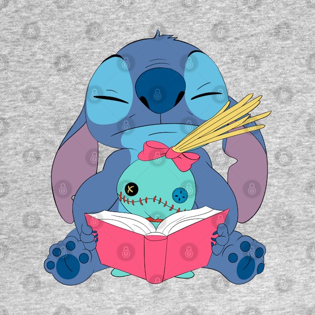 Stitch read a book by Nykos